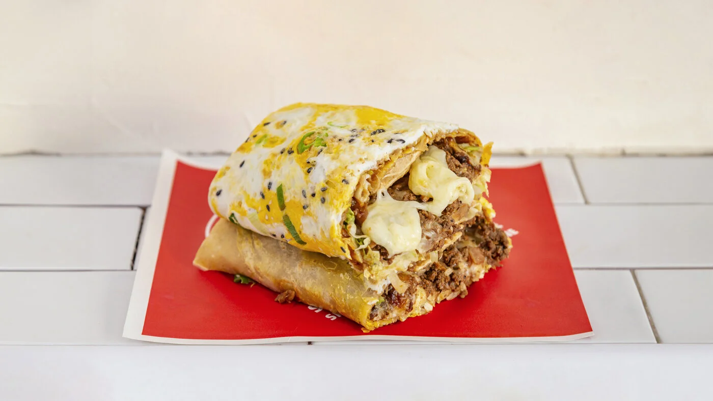 Jianbing bœuf et mozzarella, garniture généreuse et fondante