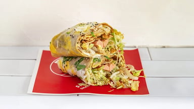 Wang Zhong Wang sausage jianbing, Beijing style Chinese crêpe