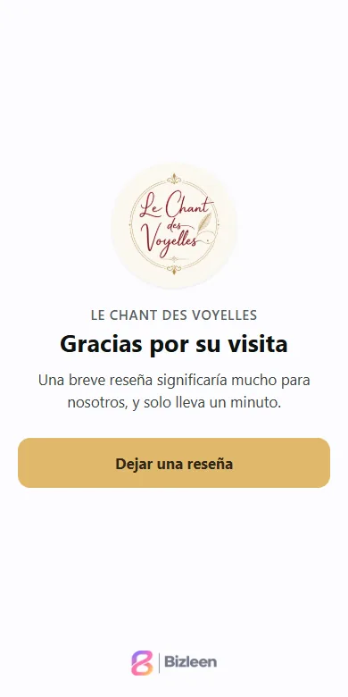 Página de agradecimiento de Le Chant des Voyelles, Español