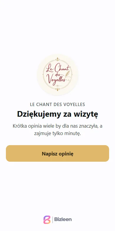 Strona z podziękowaniem Le Chant des Voyelles, Polski